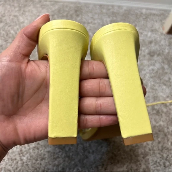 Express Yellow Heels Strappy Sandals - Picture 6 of 8